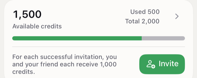 Credit balance and referral rewards in an OSGKeyboard account