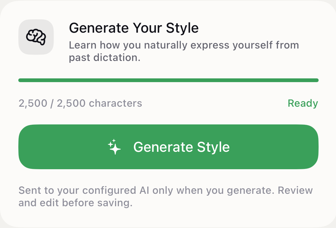 Real Generate Your Style card on the Polish Styles page